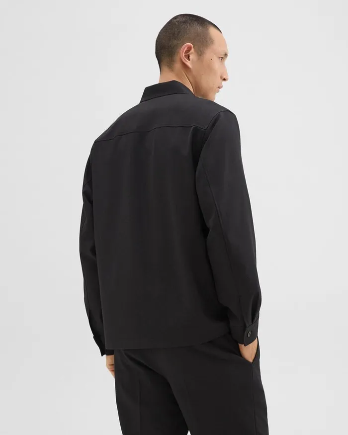 Men Theory Shirts Overshirt In WoolBlend Twill Black