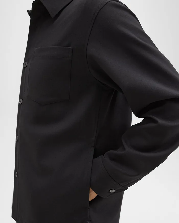 Men Theory Shirts Overshirt In WoolBlend Twill Black