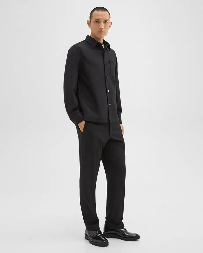 Men Theory Shirts Overshirt In WoolBlend Twill Black
