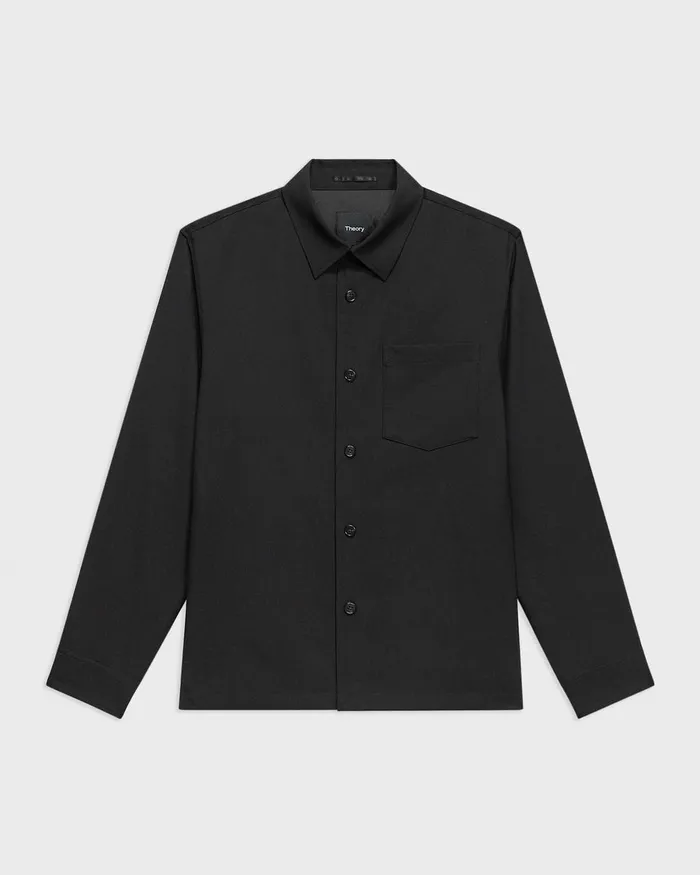 Men Theory Shirts Overshirt In WoolBlend Twill Black