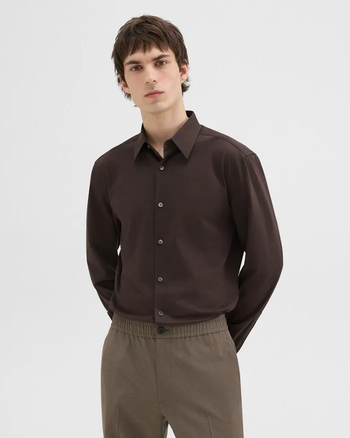 Men Theory Shirts Sylvain Shirt In Structure Knit Hickory