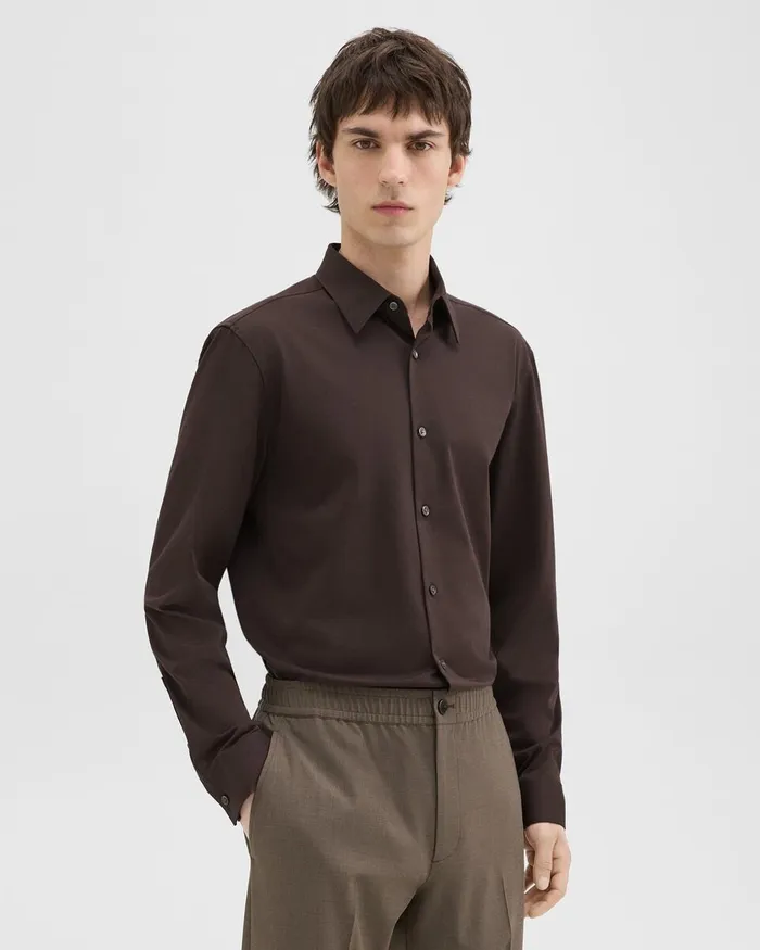Men Theory Shirts Sylvain Shirt In Structure Knit Hickory