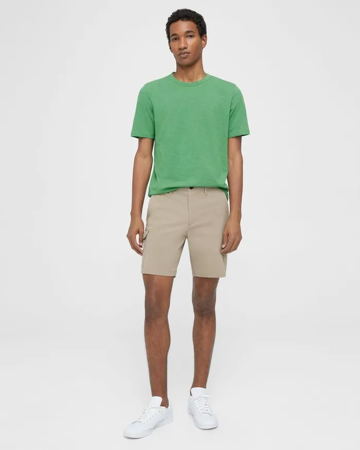 Men Theory TShirts Polos Essential Tee In Cosmos Slub Cotton Jade Green