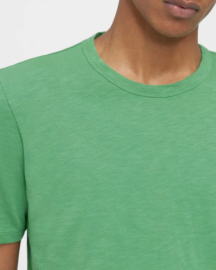 Men Theory TShirts Polos Essential Tee In Cosmos Slub Cotton Jade Green