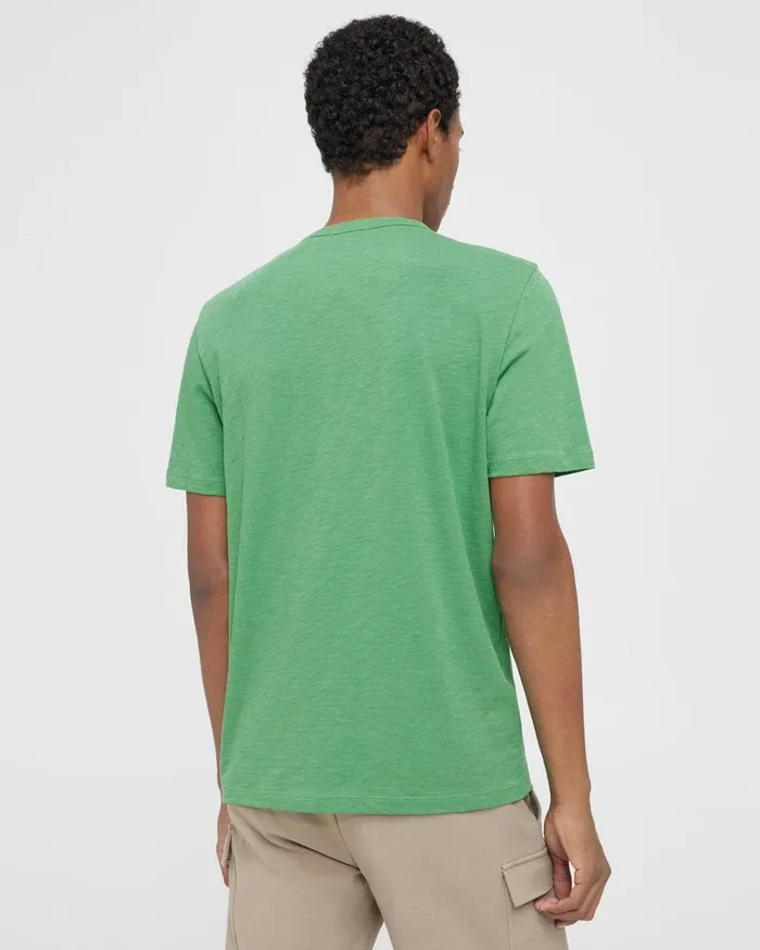 Men Theory TShirts Polos Essential Tee In Cosmos Slub Cotton Jade Green