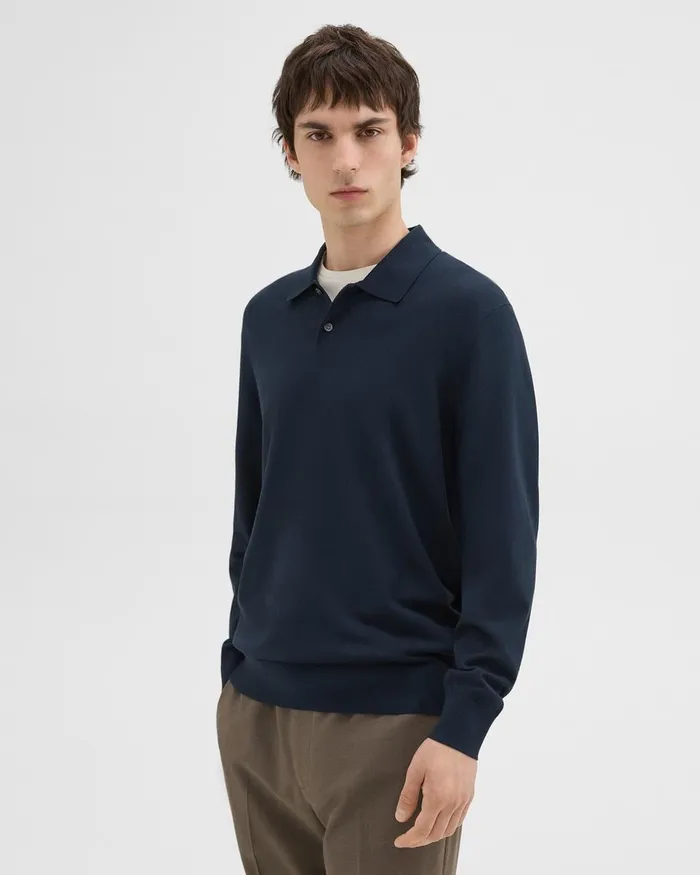 Men Theory TShirts Polos Goris LongSleeve Polo Shirt In Light Bilen Baltic