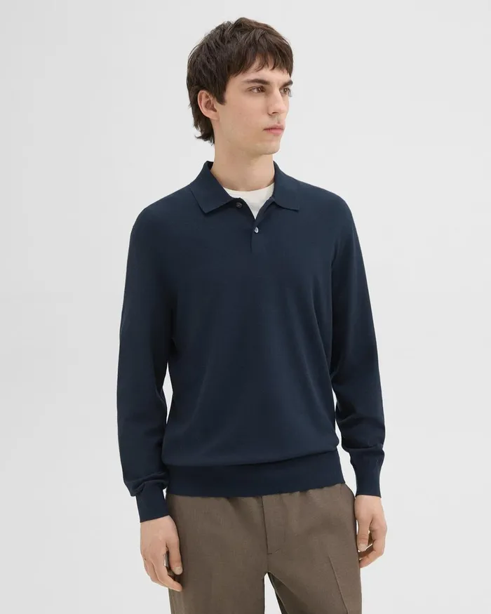 Men Theory TShirts Polos Goris LongSleeve Polo Shirt In Light Bilen Baltic