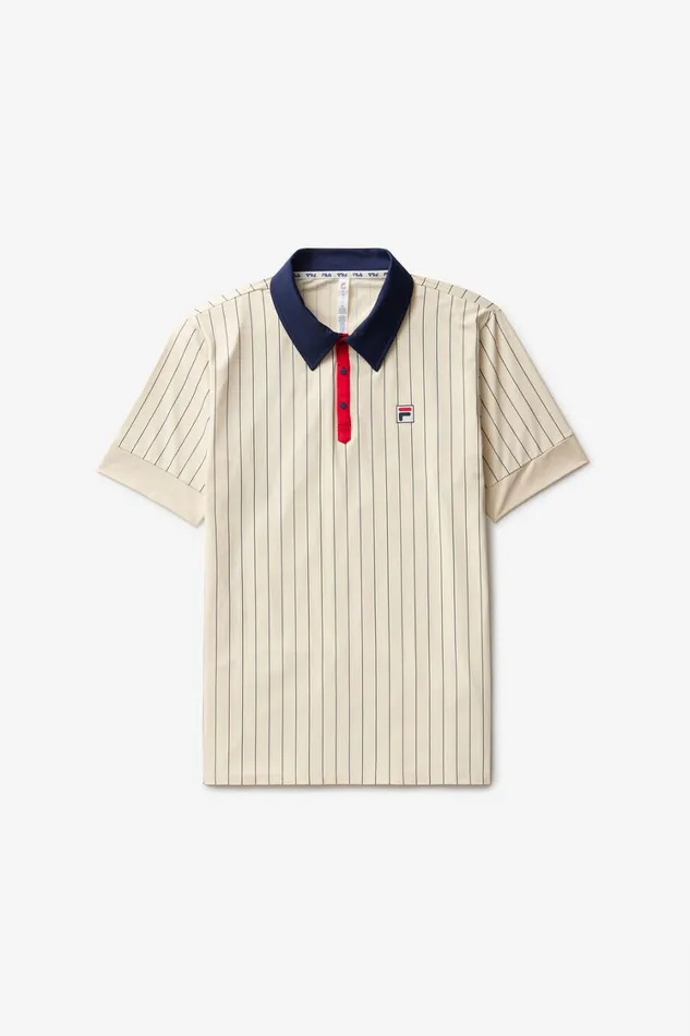 Men Tops and TShirts Fila Performance Iconic BB1 Polo 922 Angorafila Navy Pinstripe