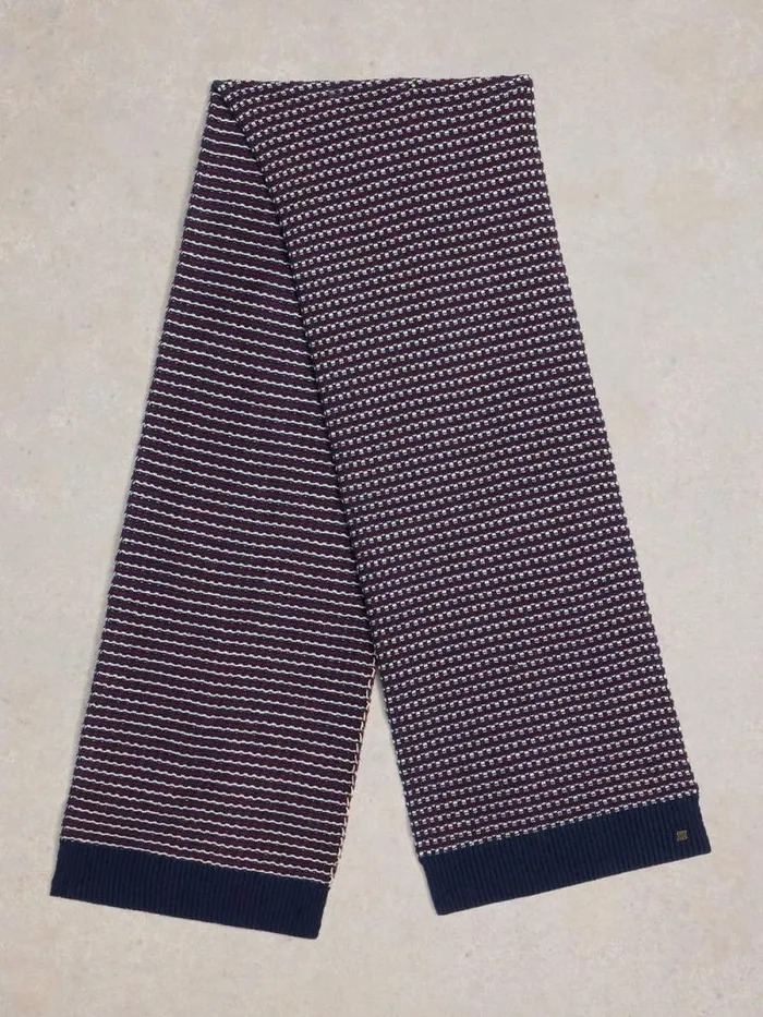 Men Tuck Stitch Knit Scarf Navy Multi White Stuff Scarves Men Tuck Stitch Knit Scarf Navy Multi White Stuff Scarves