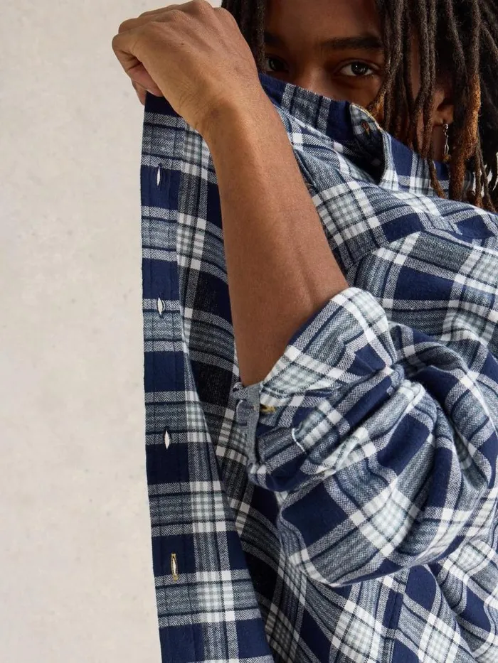 Men Wallace Brushed Check Shirt Navy Multi White Stuff Shirts