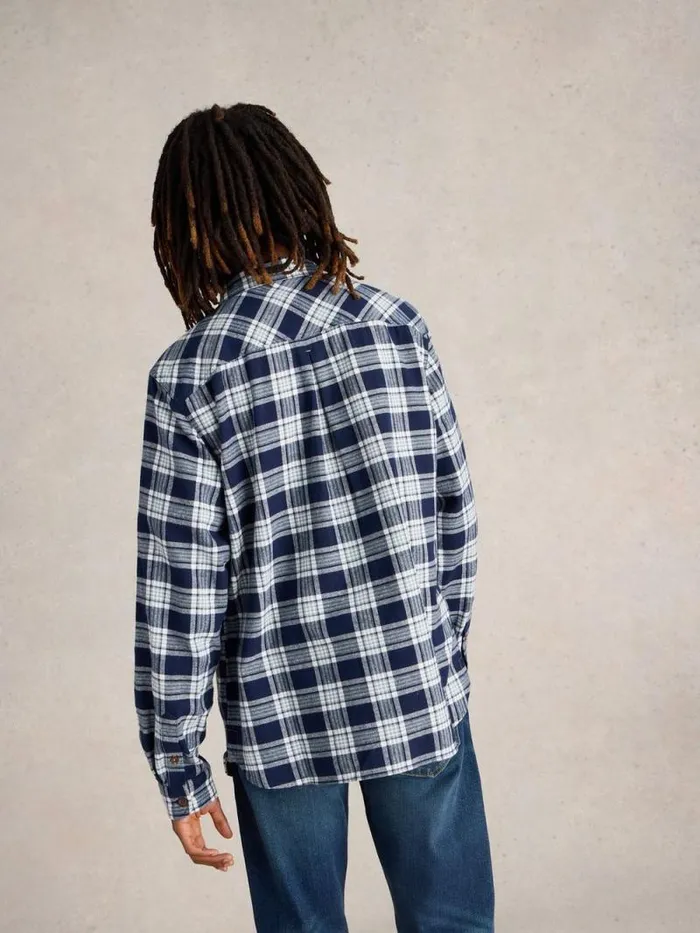 Men Wallace Brushed Check Shirt Navy Multi White Stuff Shirts