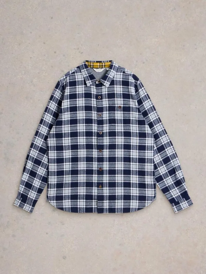 Men Wallace Brushed Check Shirt Navy Multi White Stuff Shirts