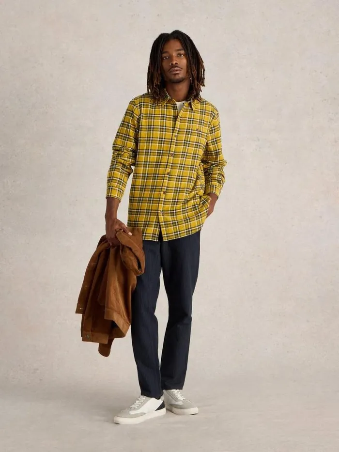 Men Wallace Brushed Check Shirt Yellow Multi White Stuff Shirts