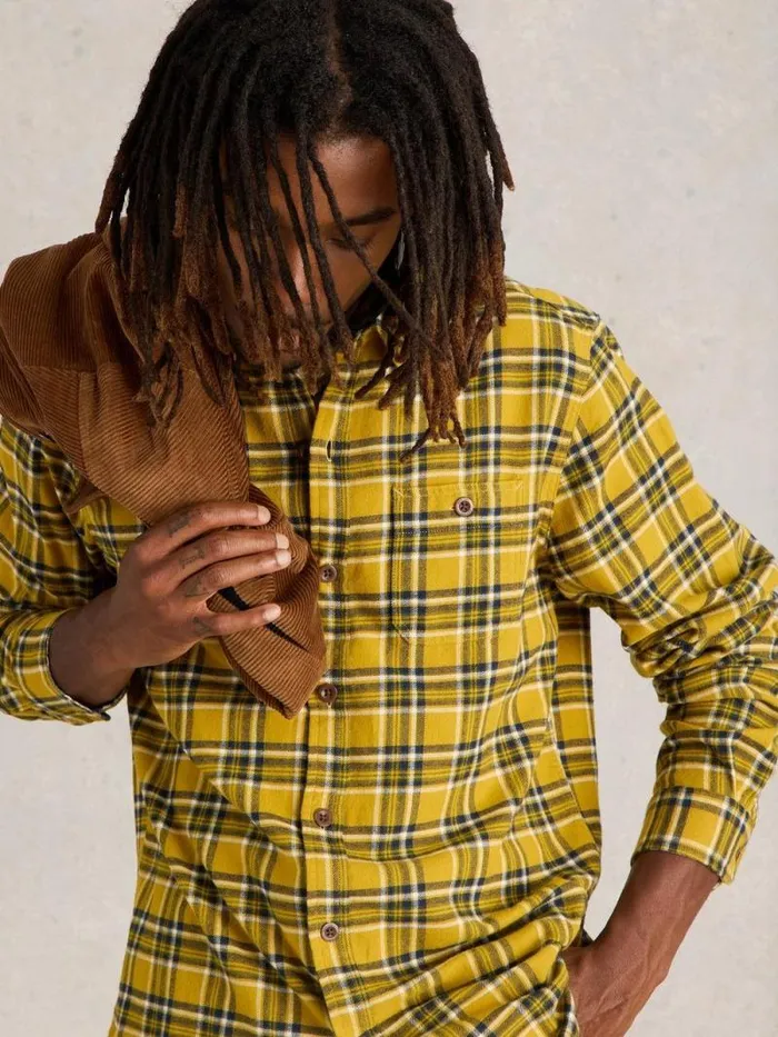 Men Wallace Brushed Check Shirt Yellow Multi White Stuff Shirts