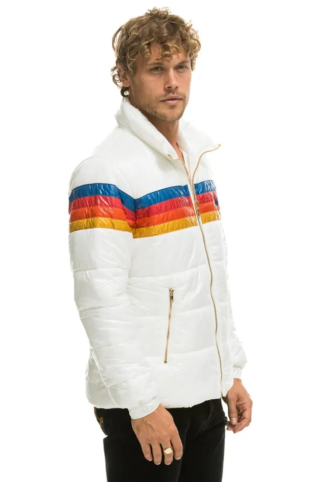 MenWomen Outerwear Aviator Nation 4 STRIPE LUXE TRAVELER JACKET 8211 GLOSSY WHITE MenWomen Outerwear Aviator Nation 4 STRIPE LUXE TRAVELER JACKET 8211 GLOSSY WHITE