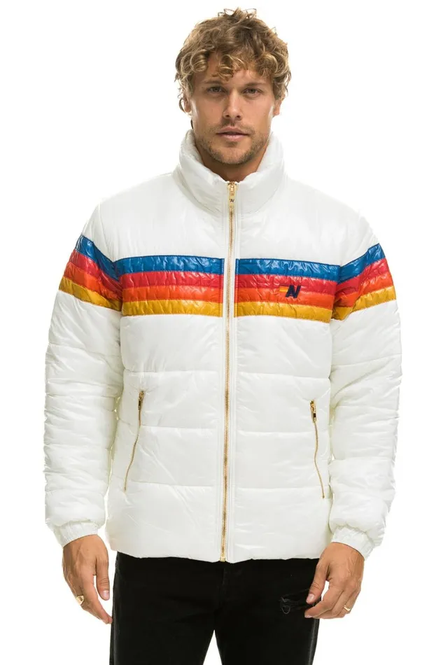MenWomen Outerwear Aviator Nation 4 STRIPE LUXE TRAVELER JACKET 8211 GLOSSY WHITE MenWomen Outerwear Aviator Nation 4 STRIPE LUXE TRAVELER JACKET 8211 GLOSSY WHITE