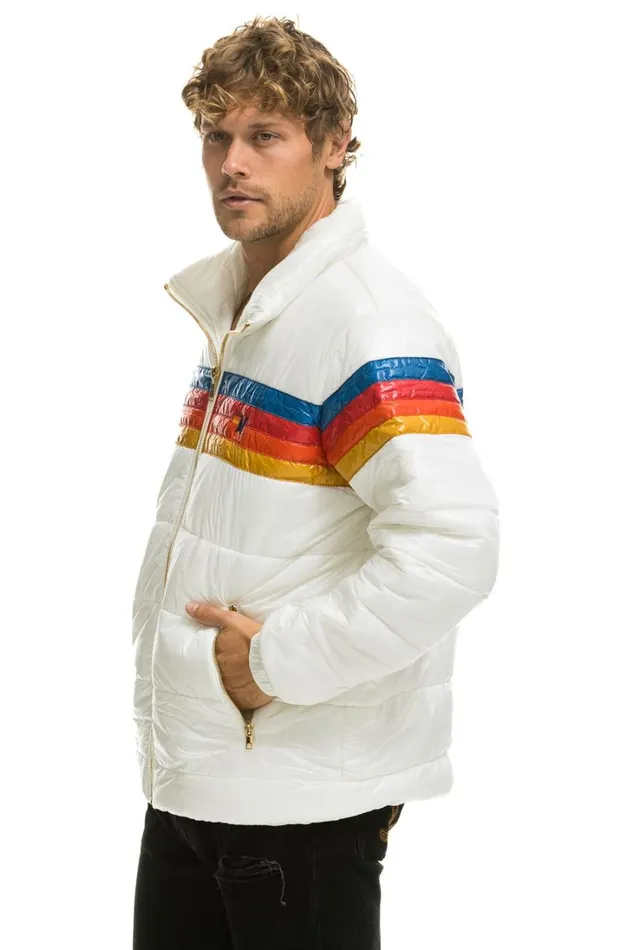 MenWomen Outerwear Aviator Nation 4 STRIPE LUXE TRAVELER JACKET 8211 GLOSSY WHITE MenWomen Outerwear Aviator Nation 4 STRIPE LUXE TRAVELER JACKET 8211 GLOSSY WHITE