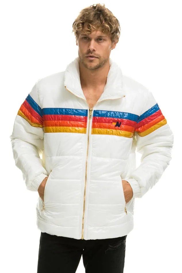 MenWomen Outerwear Aviator Nation 4 STRIPE LUXE TRAVELER JACKET 8211 GLOSSY WHITE MenWomen Outerwear Aviator Nation 4 STRIPE LUXE TRAVELER JACKET 8211 GLOSSY WHITE