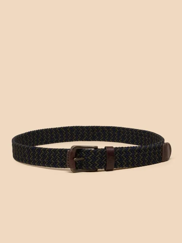 Men Woven Elasticated Belt Navy Multi White Stuff Belts Men Woven Elasticated Belt Navy Multi White Stuff Belts