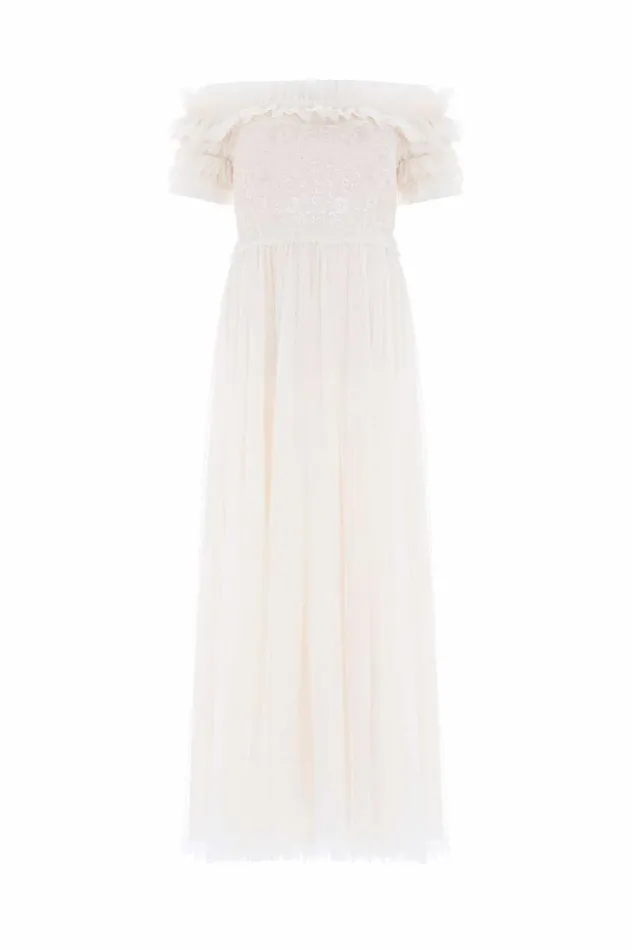 Midsummer Lace Bodice OffShoulder Ankle Gown Champagne Women Needle and Thread Dresses