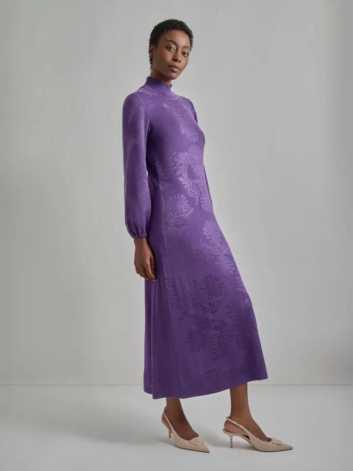Misook ALine Jacquard Knit Maxi Dress Women Dresses