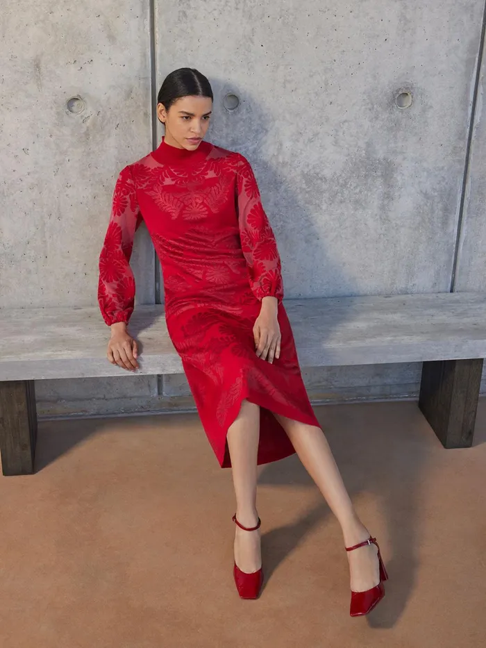 Misook ALine Jacquard Knit Maxi Dress Women Dresses