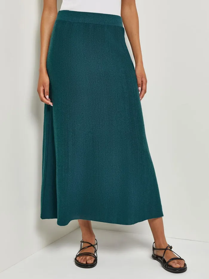 Misook ALine Textural Stripe Cashmere Midi Skirt Women Skirts