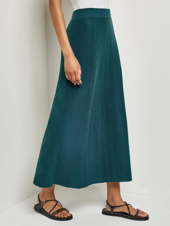Misook ALine Textural Stripe Cashmere Midi Skirt Women Skirts