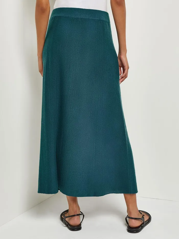 Misook ALine Textural Stripe Cashmere Midi Skirt Women Skirts