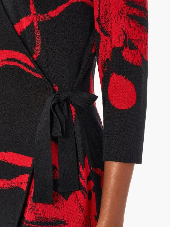 Misook Brushstroke Pattern Knit Faux Wrap Dress Women Dresses Misook Brushstroke Pattern Knit Faux Wrap Dress Women Dresses