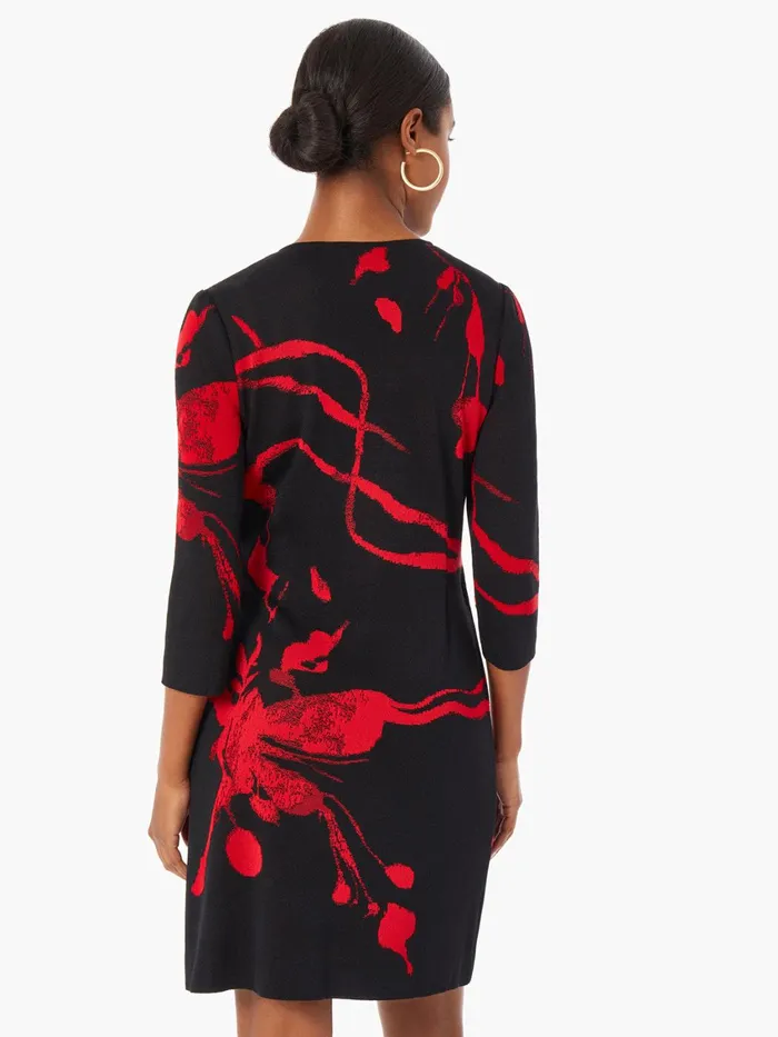 Misook Brushstroke Pattern Knit Faux Wrap Dress Women Dresses Misook Brushstroke Pattern Knit Faux Wrap Dress Women Dresses