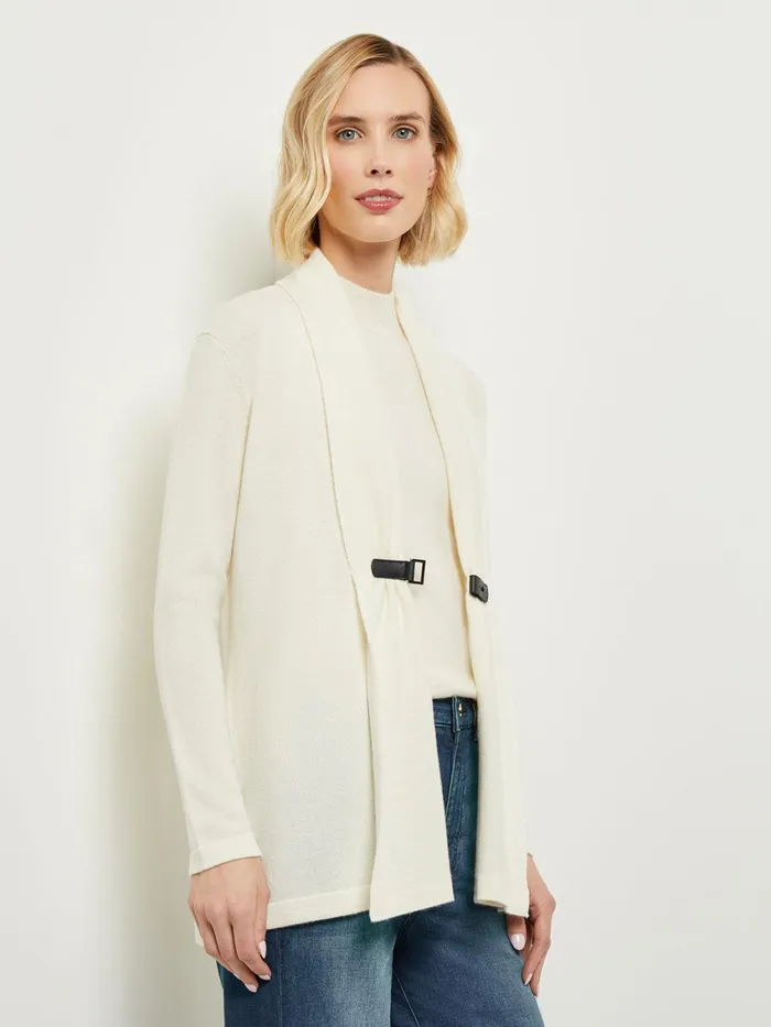 Misook Buckle Detail Shawl Collar Cashmere Cardigan Women Jackets and Coats Misook Buckle Detail Shawl Collar Cashmere Cardigan Women Jackets and Coats