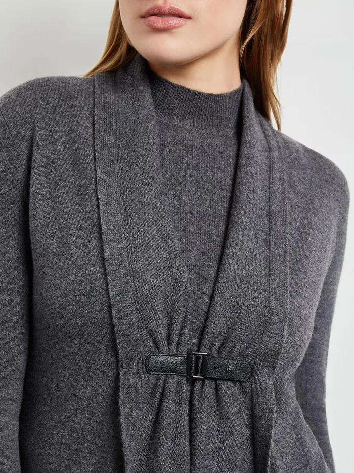 Misook Buckle Detail Shawl Collar Cashmere Cardigan Women Jackets and Coats Misook Buckle Detail Shawl Collar Cashmere Cardigan Women Jackets and Coats