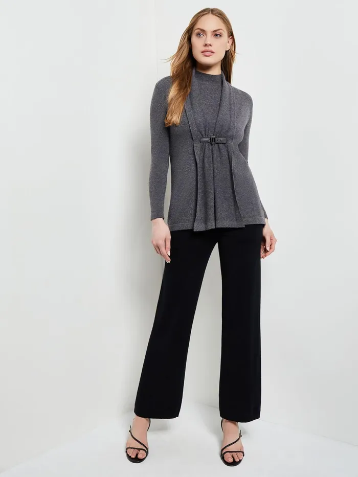 Misook Buckle Detail Shawl Collar Cashmere Cardigan Women Jackets and Coats Misook Buckle Detail Shawl Collar Cashmere Cardigan Women Jackets and Coats