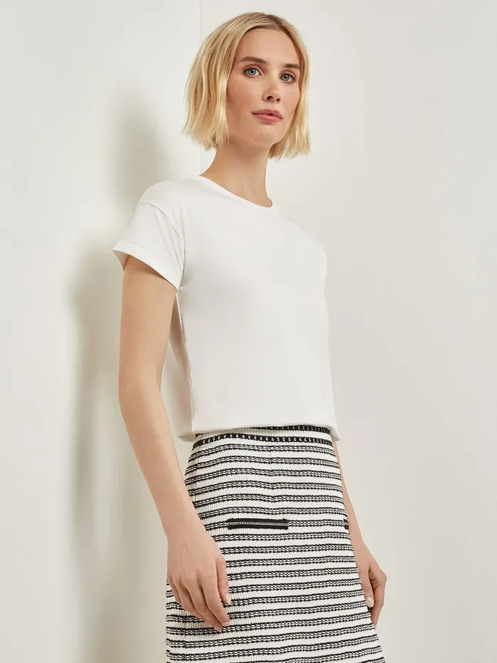 Misook Classic Short Sleeve Jersey Knit Top Women Tops and Tees