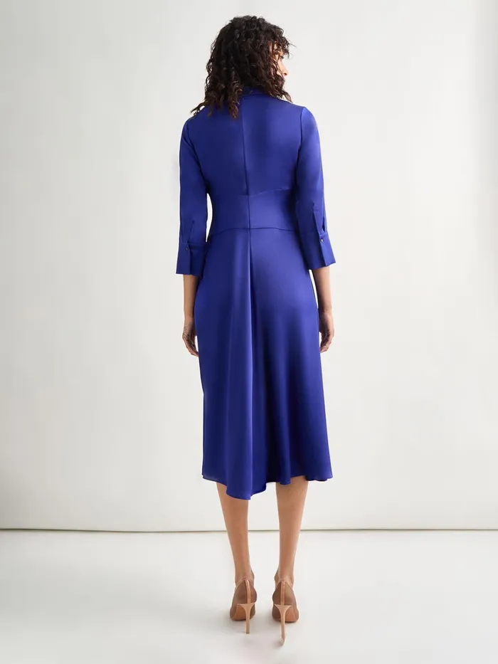 Misook FitandFlare Crepe De Chine Midi Dress Women Dresses