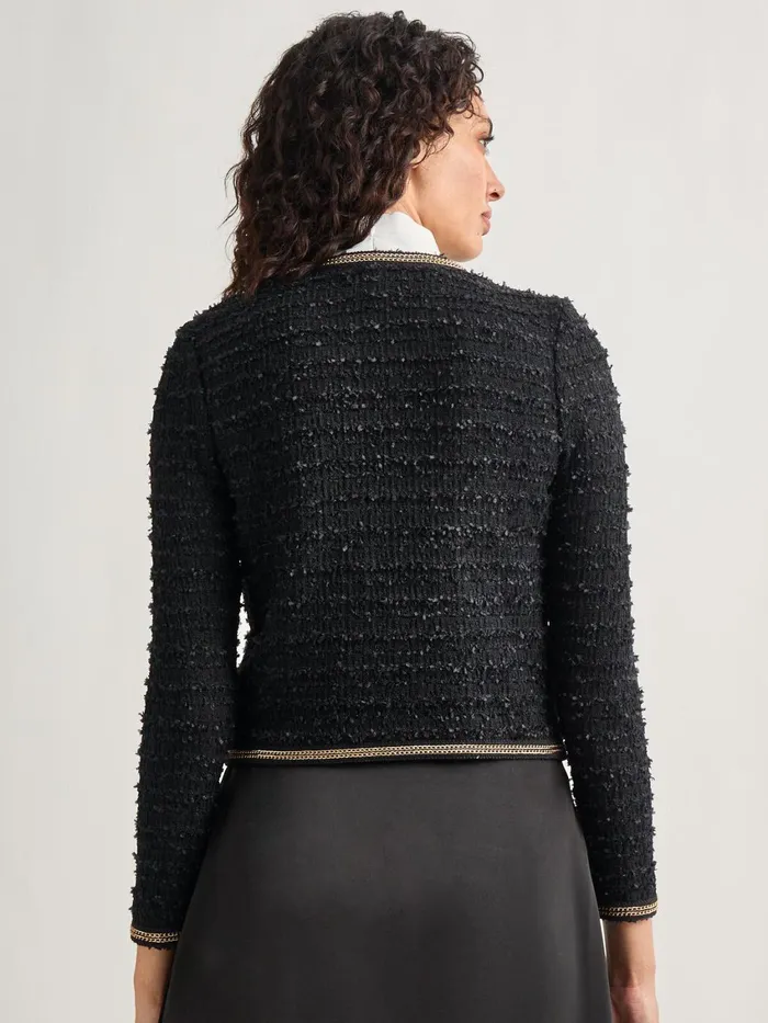 Misook Heritage Fit Double Chain Trim Eyelash Knit Jacket Women Jackets and Coats Misook Heritage Fit Double Chain Trim Eyelash Knit Jacket Women Jackets and Coats