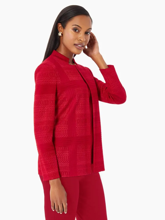 Misook Heritage Fit MultiDirectional Pattern Knit Jacket Women Jackets and Coats