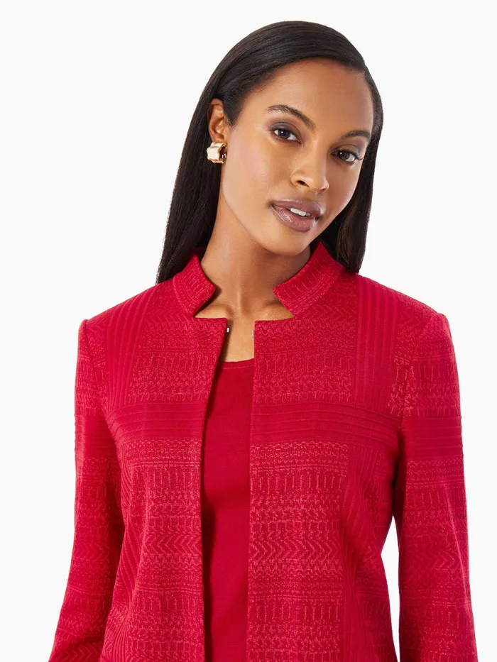 Misook Heritage Fit MultiDirectional Pattern Knit Jacket Women Jackets and Coats