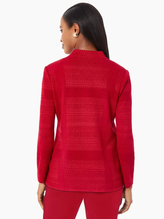 Misook Heritage Fit MultiDirectional Pattern Knit Jacket Women Jackets and Coats
