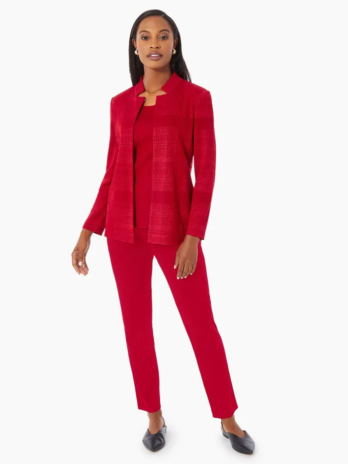 Misook Heritage Fit MultiDirectional Pattern Knit Jacket Women Jackets and Coats