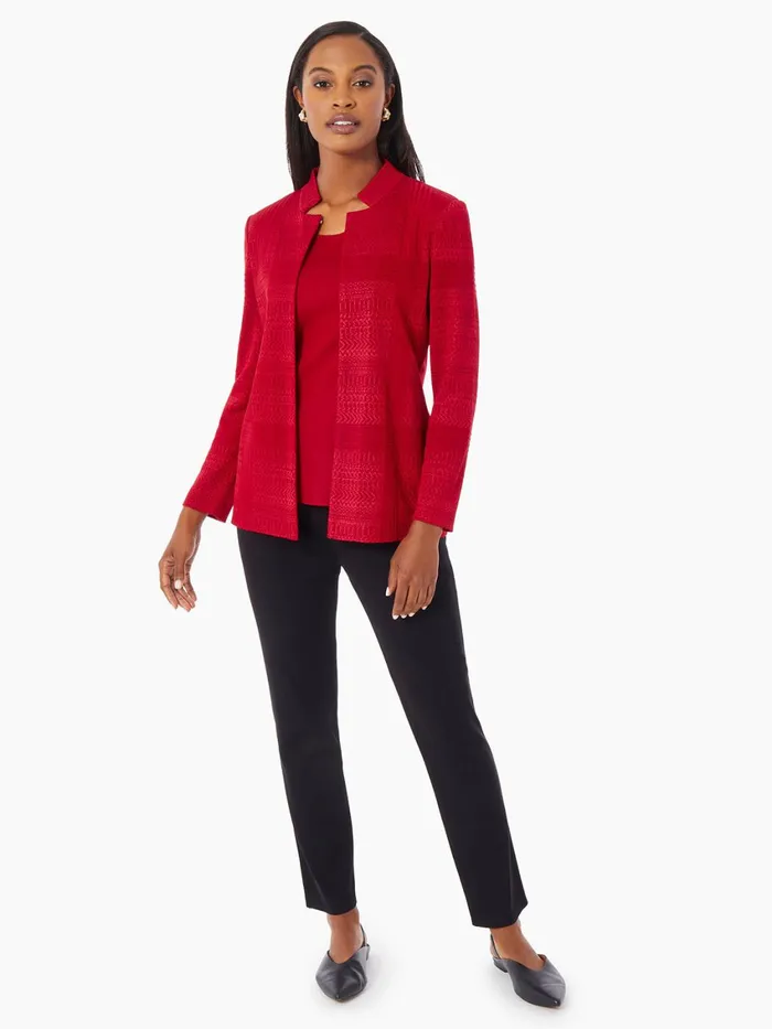 Misook Heritage Fit MultiDirectional Pattern Knit Jacket Women Jackets and Coats