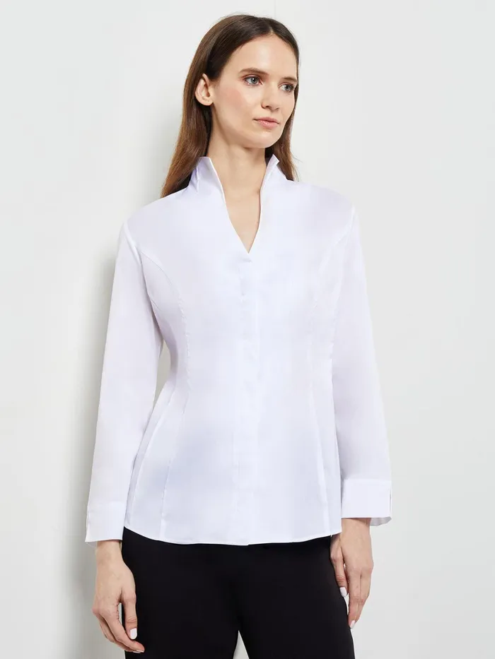 Misook HiNeck Stretch Cotton Blouse Women Blouses and Shirts