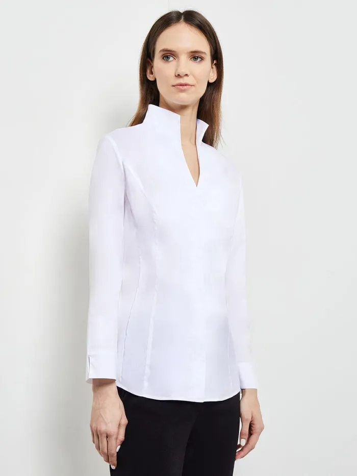 Misook HiNeck Stretch Cotton Blouse Women Blouses and Shirts