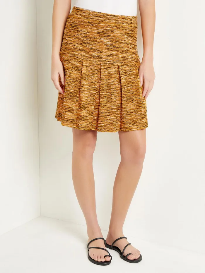 Misook Mini ALine Skirt 8211 Pleated Tweed Knit Women Skirts