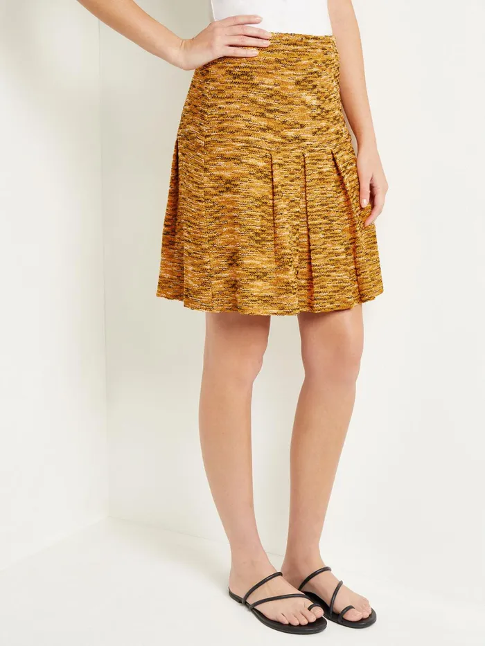 Misook Mini ALine Skirt 8211 Pleated Tweed Knit Women Skirts Misook Mini ALine Skirt 8211 Pleated Tweed Knit Women Skirts