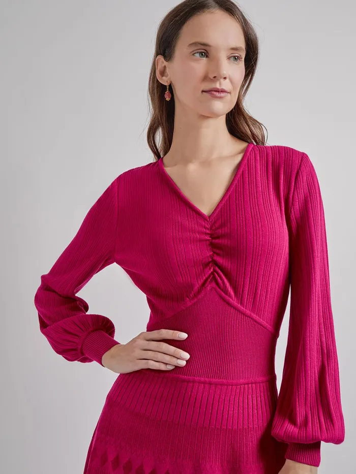 Misook Modern Fit and Flare Tonal Ribbed Knit Mini Dress Women Dresses Misook Modern Fit and Flare Tonal Ribbed Knit Mini Dress Women Dresses