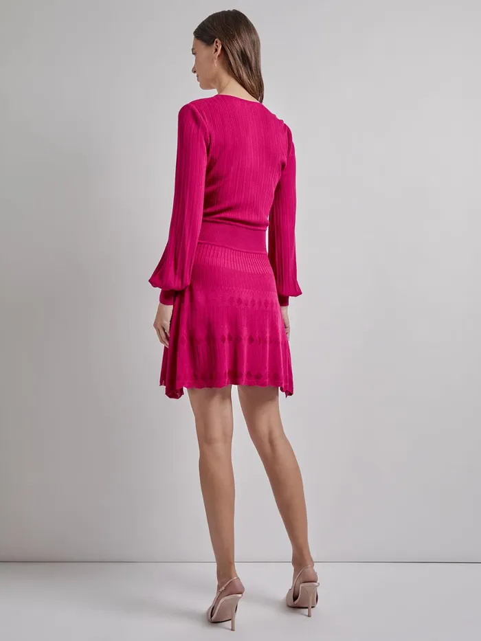 Misook Modern Fit and Flare Tonal Ribbed Knit Mini Dress Women Dresses Misook Modern Fit and Flare Tonal Ribbed Knit Mini Dress Women Dresses