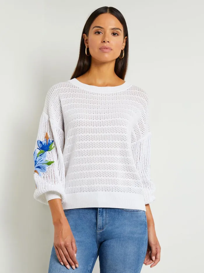 Misook Pointelle Top 8211 Balloon Sleeve Sweater Misook Women Tops and Tees