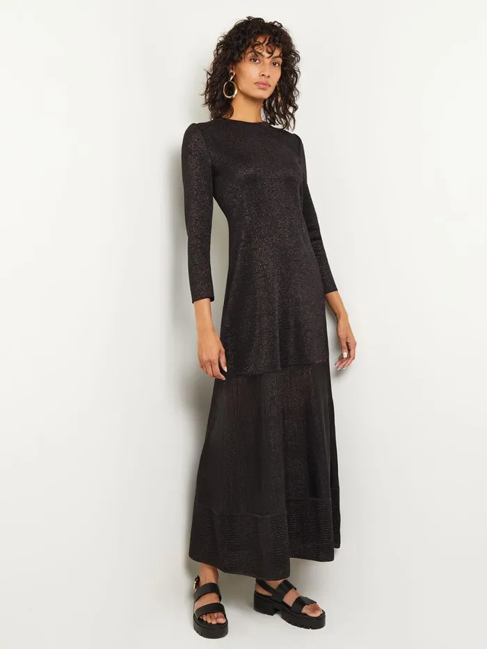 Misook Shimmer Knit Maxi Dress Women Dresses Misook Shimmer Knit Maxi Dress Women Dresses